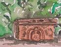 La Venta, Olmekenaltar, Aquarell, 24x17